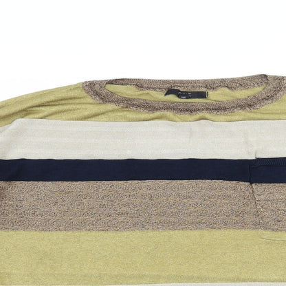 Close-up detail of Next women’s brown striped jumper, size UK 16