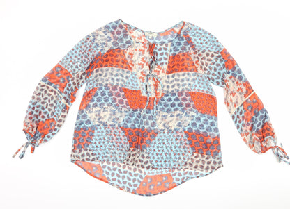 Front view of Papaya women’s blue floral basic blouse, size UK 14