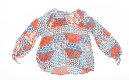 Back view of Papaya women’s blue floral basic blouse, size UK 14