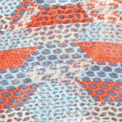 Brand and care label for Papaya women’s blue floral basic blouse, size UK 14