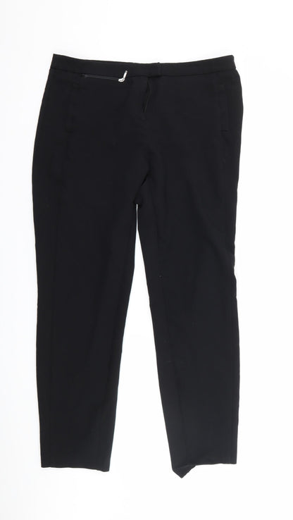 Additional front view of River Island women’s black trousers, size UK 12, 26-inch leg