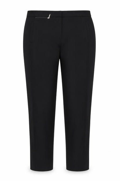 Front view of River Island women’s black trousers, size UK 12, 26-inch leg