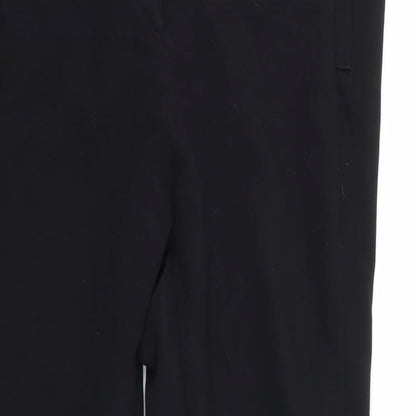 Close-up detail of River Island women’s black trousers, size UK 12, 26-inch leg