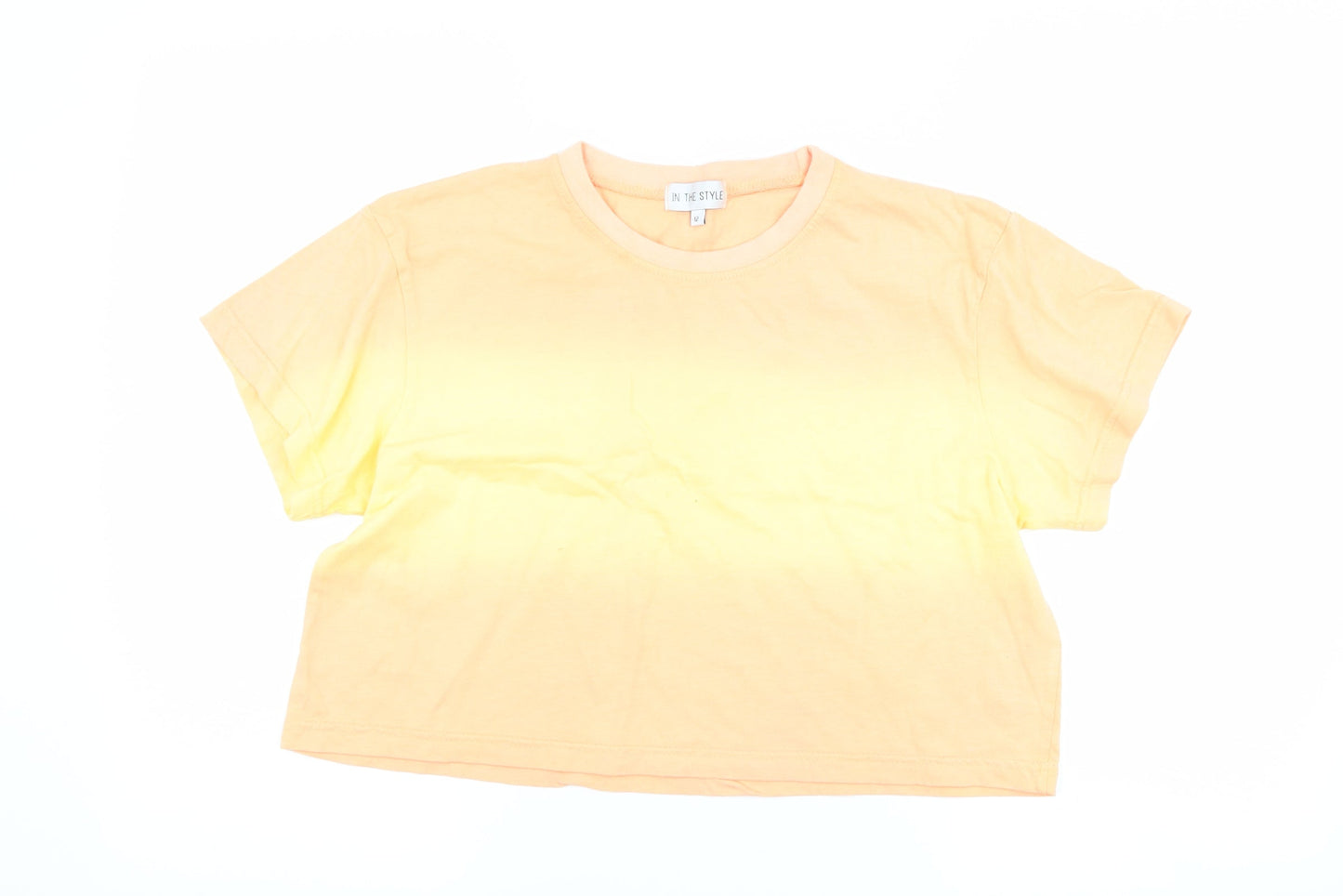 In the Style Womens Orange Striped  Basic T-Shirt Size 12  - tie dye