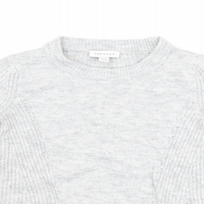 Close-up detail of Topshop women’s grey jumper, size UK 4