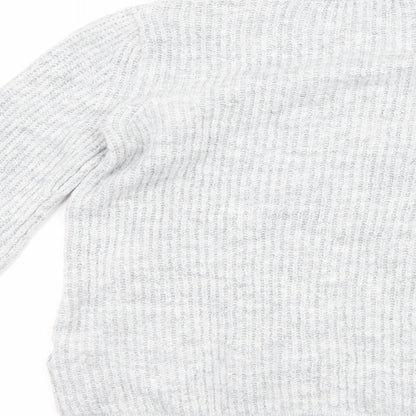 Brand and care label for Topshop women’s grey jumper, size UK 4
