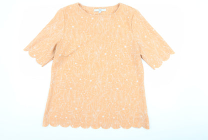 Additional front view of Next women’s orange floral basic t-shirt, size UK 12