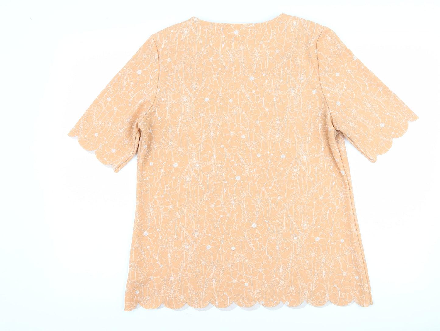NEXT Womens Orange Floral  Basic T-Shirt Size 12