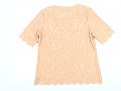 Back view of Next women’s orange floral basic t-shirt, size UK 12