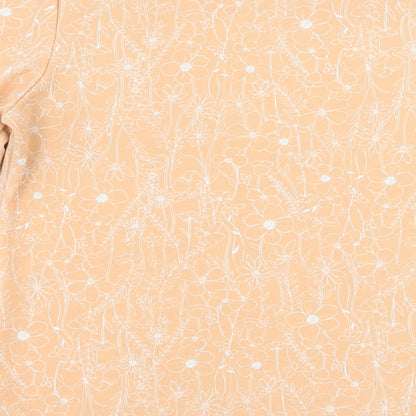Brand and care label for Next women’s orange floral basic t-shirt, size UK 12
