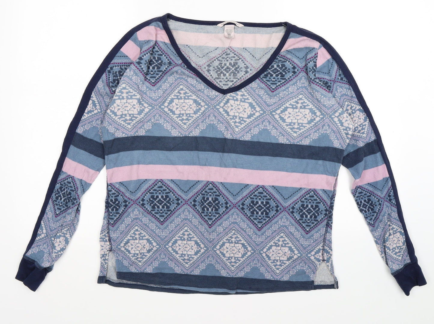 victorias secret Womens Blue Geometric Knit Top Pyjama Top Size XS