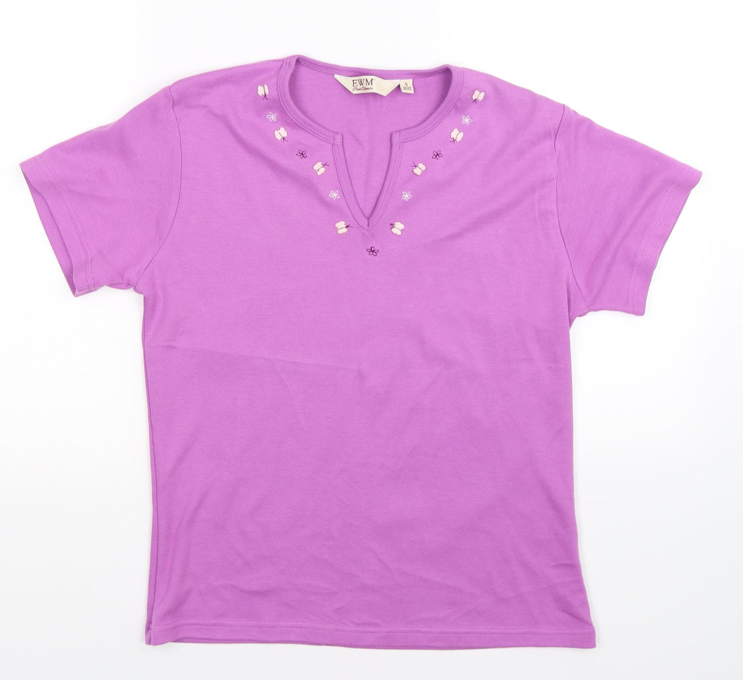 EWM Womens Purple Floral  Basic T-Shirt Size 12