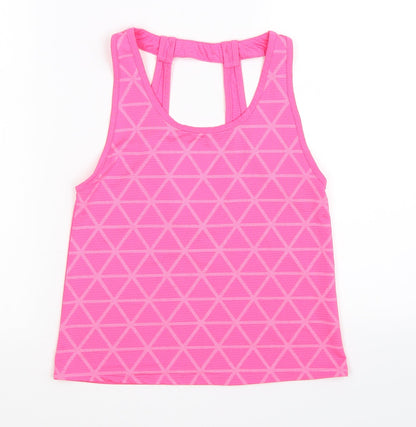 Additional front view of Young Dimension girls’ pink geometric basic tank, size 9-10, years