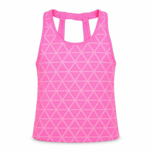 Front view of Young Dimension girls’ pink geometric basic tank, size 9-10, years