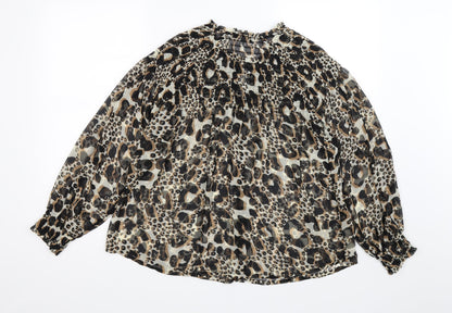 Back view of Papaya women’s brown polka dot chiffon basic blouse, size UK 8