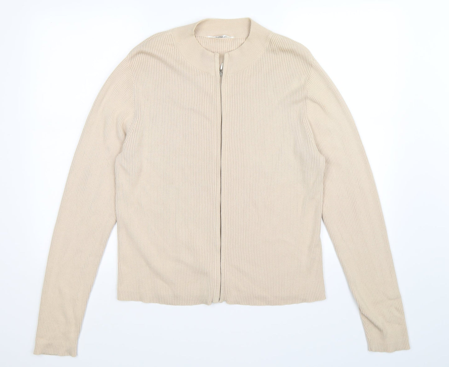 editions Womens Beige Striped  Full Zip Jumper Size 18