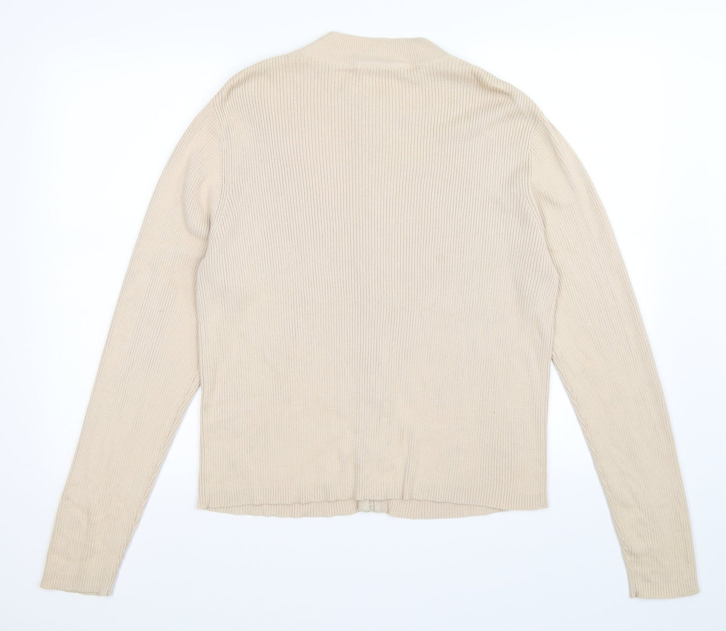 editions Womens Beige Striped  Full Zip Jumper Size 18