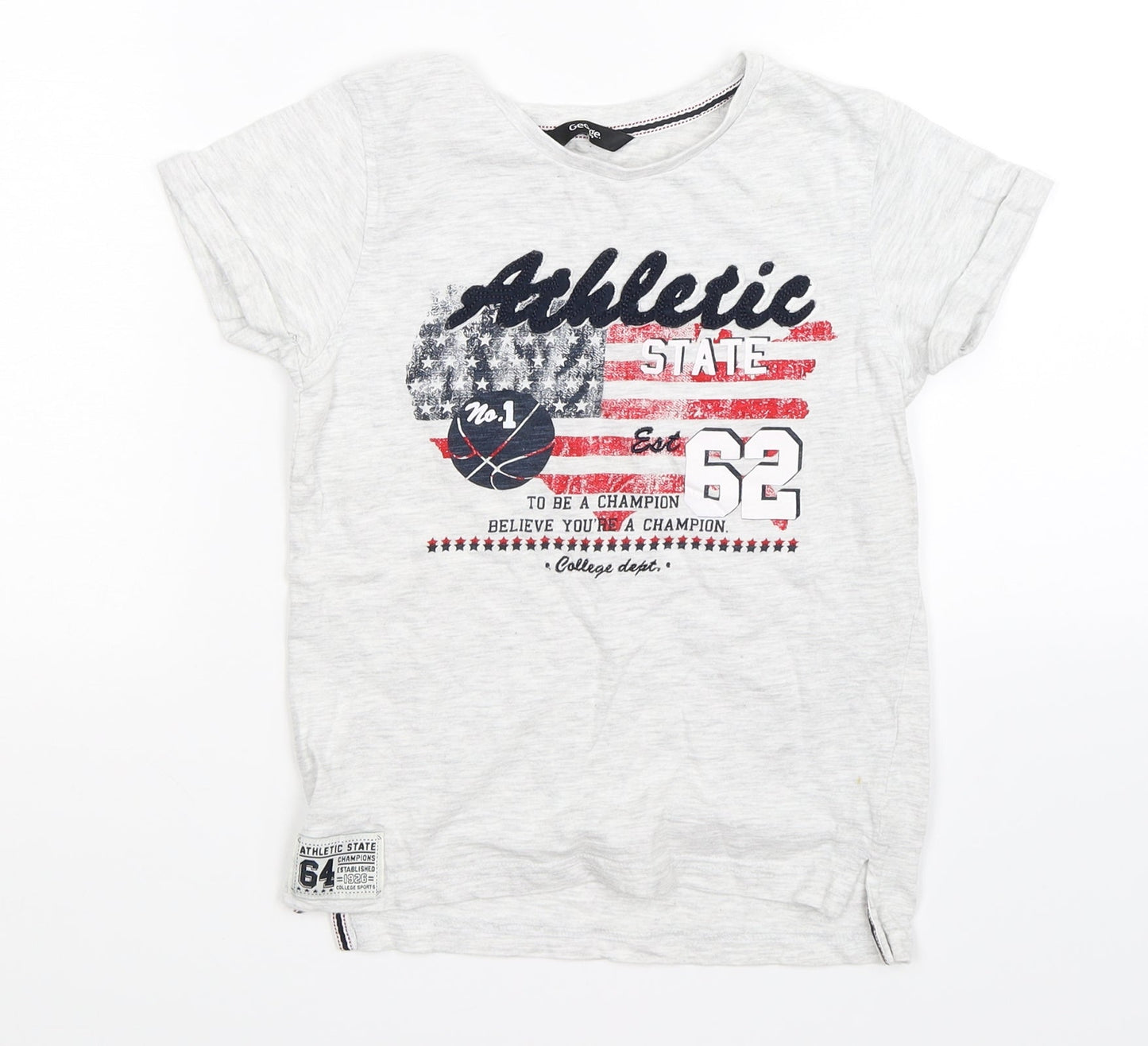 George Boys Grey   Basic T-Shirt Size 6-7 Years  - athletic