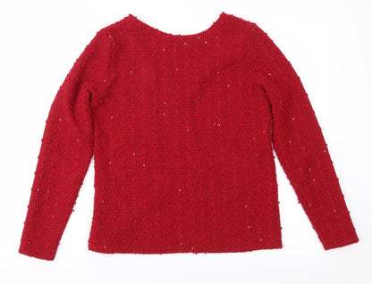 Back view of Dorothy Perkins women’s red knit jumper, size UK 10