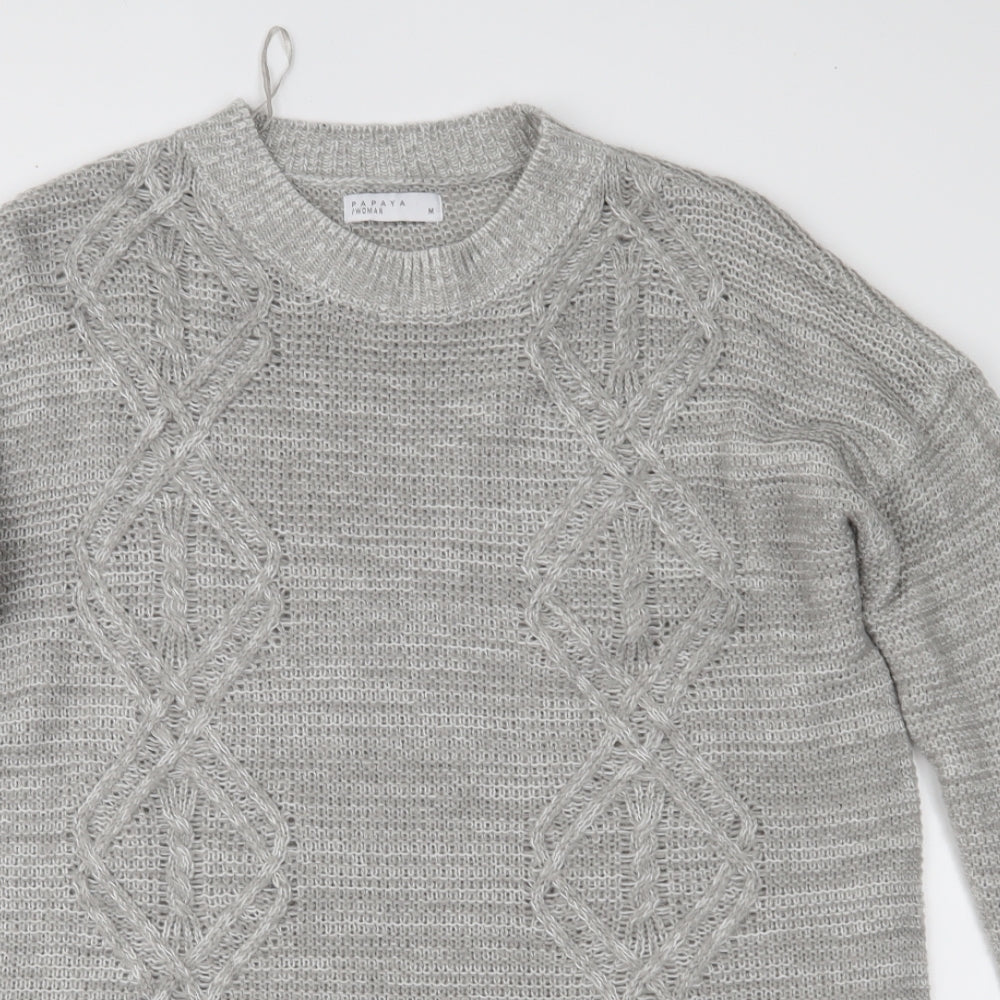 Papaya Womens Grey  Knit Pullover Jumper Size M