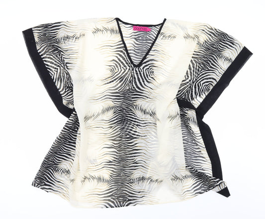 Boohoo Womens Ivory Floral  Tunic Blouse Size L  - OVERSIZED