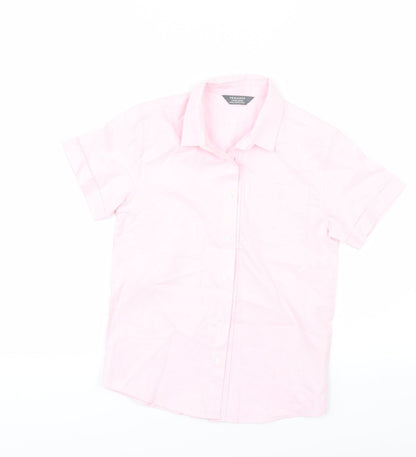 Front view of Primark boys’ pink basic button-up, size 7-8, years