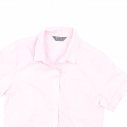 Close-up detail of Primark boys’ pink basic button-up, size 7-8, years