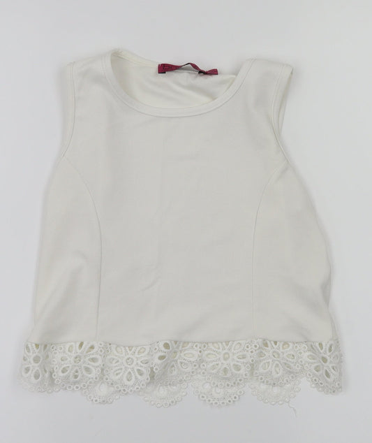 Boohoo Womens White Floral  Basic T-Shirt Size 6