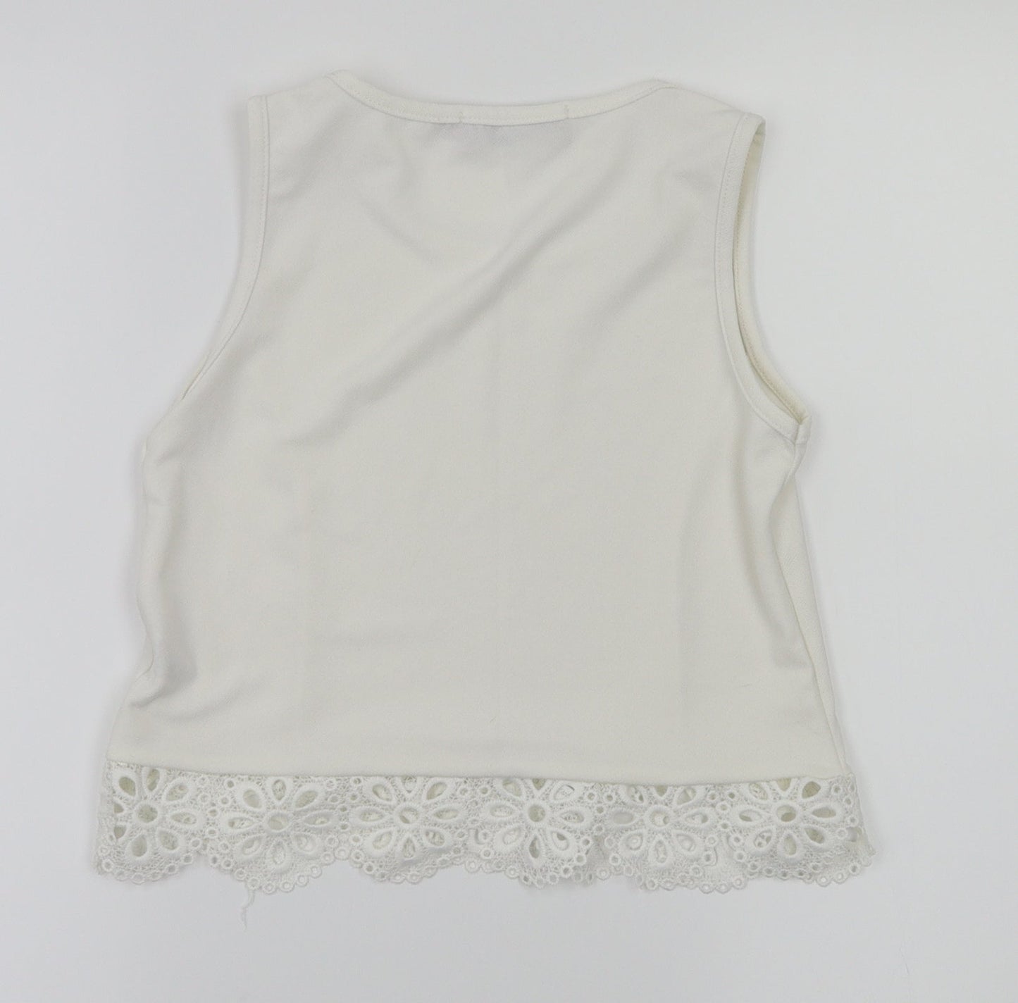 Boohoo Womens White Floral  Basic T-Shirt Size 6