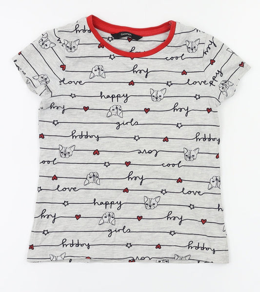 George Girls Grey Animal Print  Basic T-Shirt Size 5-6 Years