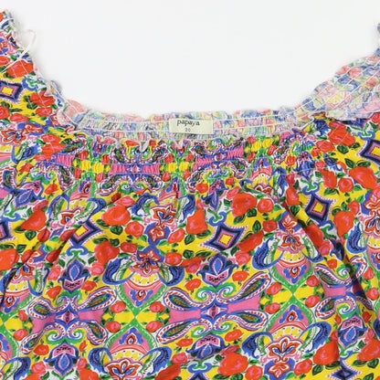 Close-up detail of Papaya women’s ivory animal print basic t-shirt, size UK 20