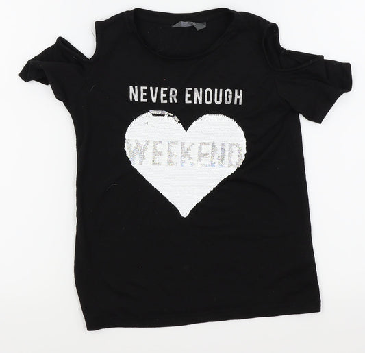 Primark Girls Black Houndstooth  Basic Tank Size 8-9 Years