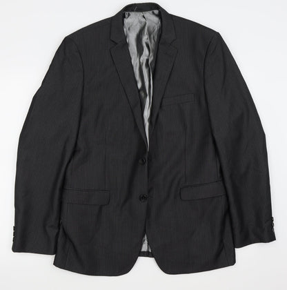 Additional front view of Good Souls men’s black striped jacket suit jacket, size 34