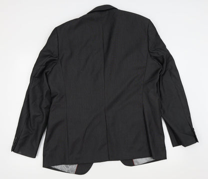 Back view of Good Souls men’s black striped jacket suit jacket, size 34