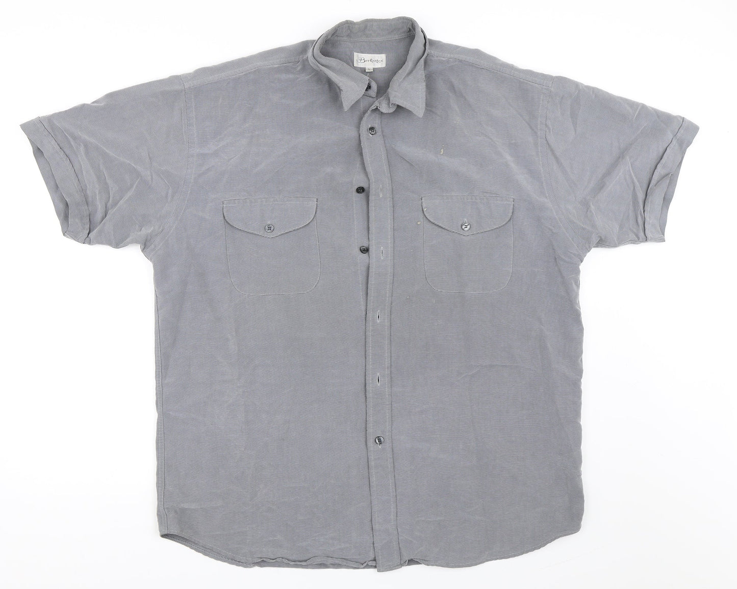 Berkertex Mens Grey    Button-Up Size L