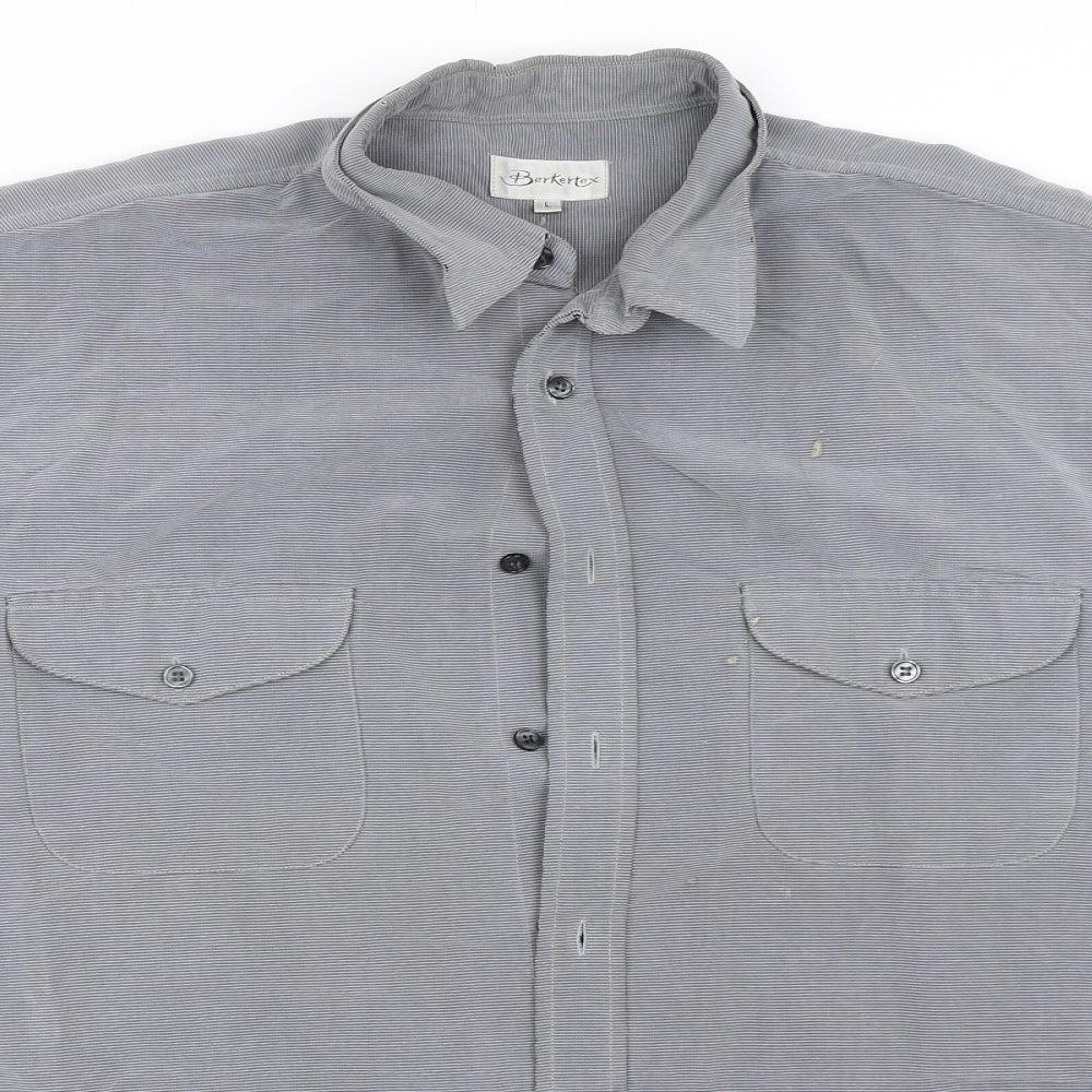 Berkertex Mens Grey    Button-Up Size L