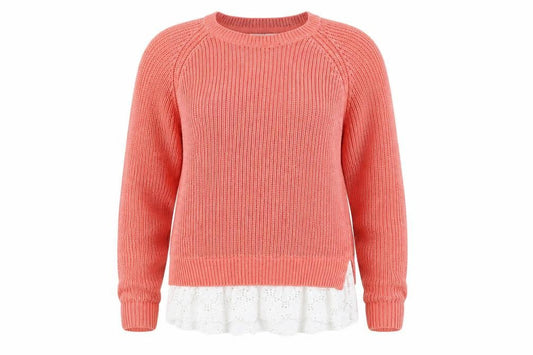 Front view of Papaya women’s pink jumper, size M
