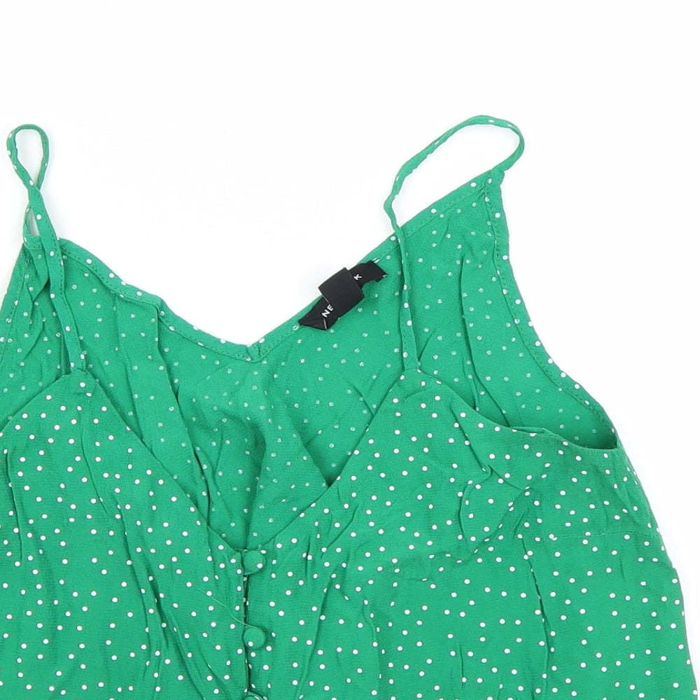 New Look Womens Green Polka Dot  Cropped Tank Size 10