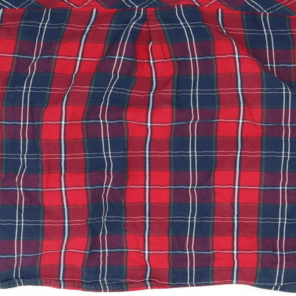 Brand and care label for Berkertex women’s red check basic button-up, size L