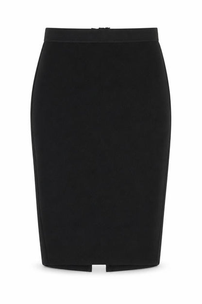Front view of Select women’s black bandage skirt, size UK 6