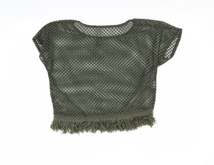Back view of Mango women’s green basic t-shirt, size S