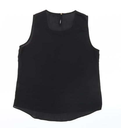Back view of Pink Boom women’s black mesh basic blouse, size L