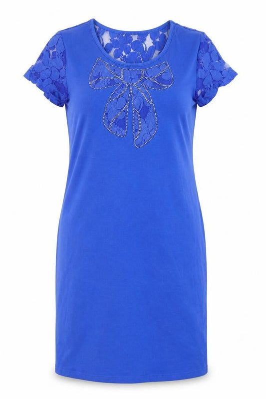Frime Womens Blue   Shirt Dress  Size L  - Lace detail