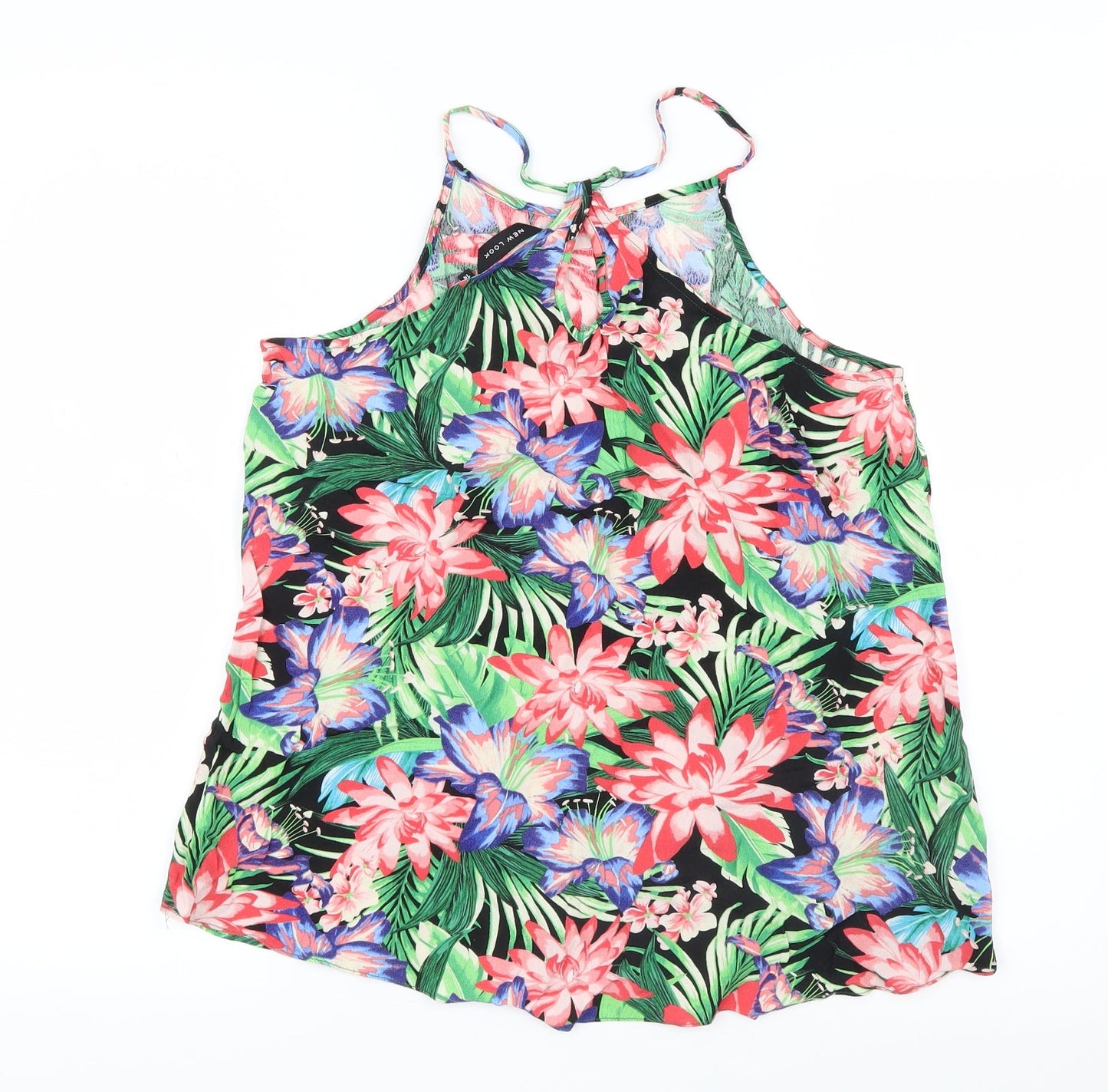 New Look Womens Pink Floral Mesh Basic Blouse Size 14