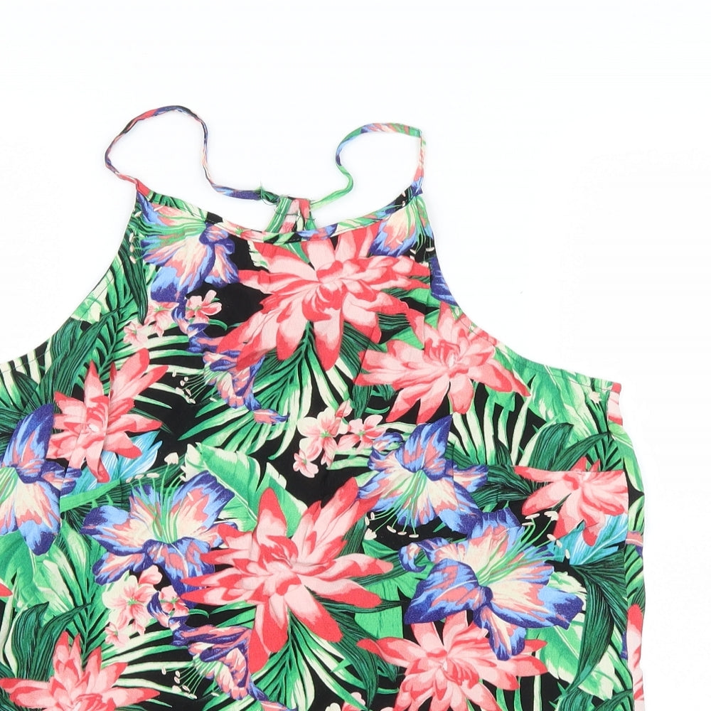 New Look Womens Pink Floral Mesh Basic Blouse Size 14