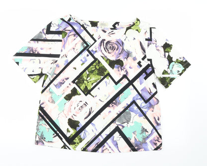 Additional front view of Papaya women’s purple geometric basic blouse, size UK 12