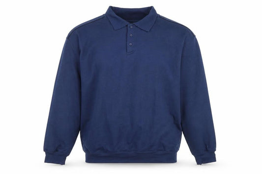 Front view of Basics men’s blue jumper, size XL