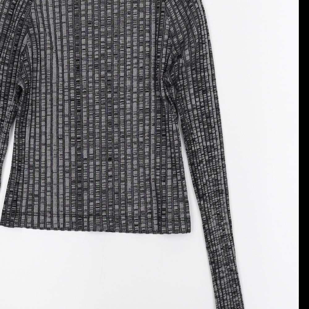 Light Before Dark Womens Grey   Cropped Blouse Size M