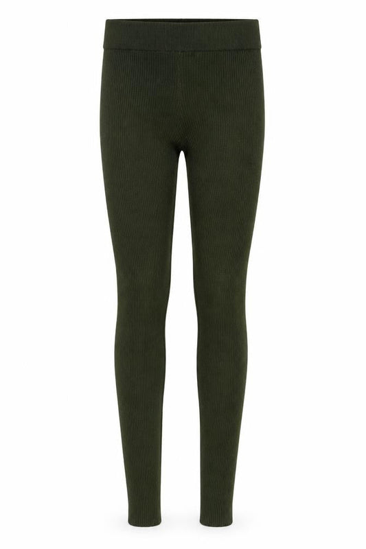 Front view of Emma & Ashley women’s green corduroy jegging leggings, size S, 32-inch leg