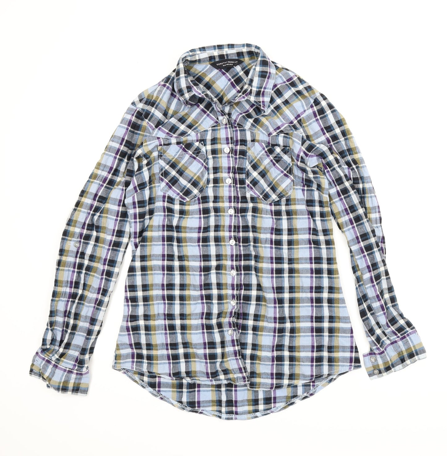 Dorothy Perkins Womens Blue Plaid  Basic Button-Up Size 12